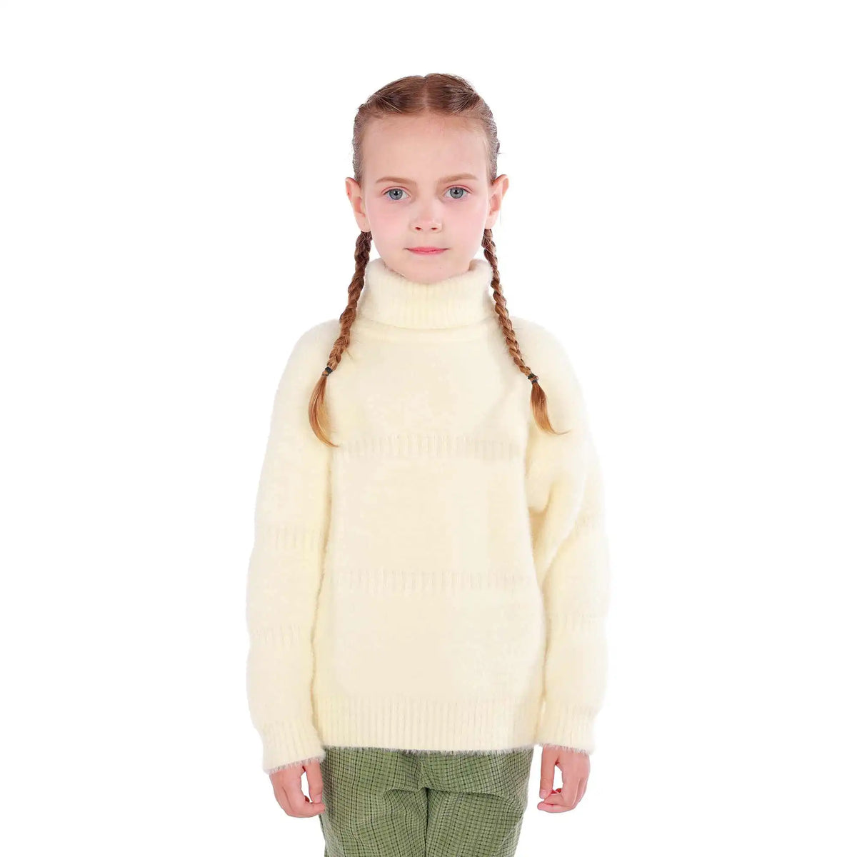 Jacquard Elegant Sweater For Girls 100 | 3Y Light Beige 100 | 3Y,39.5,62,31, Image