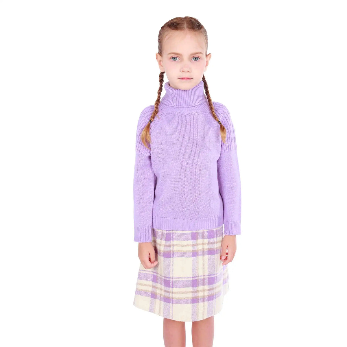 Plain Elegant Sweater For Girls 140 | 8-9Y Light Beige 140 | 8-9Y,52.5,76,55, Image