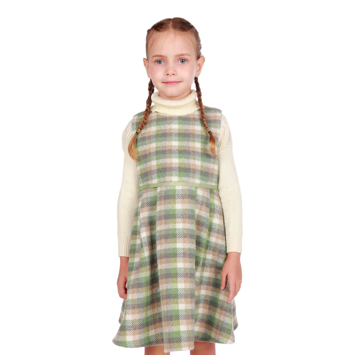 Checked Elegant Dress For Girls 100 | 3Y Green Checks 100 | 3Y,57,60,,56 Image