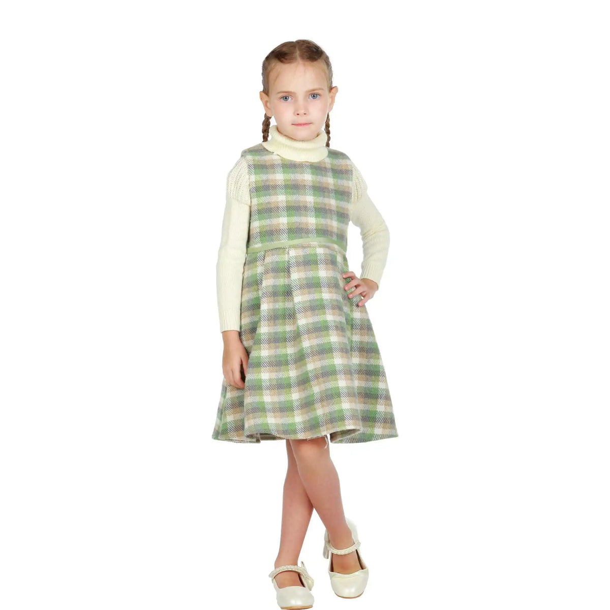 Checked Elegant Dress For Girls Image