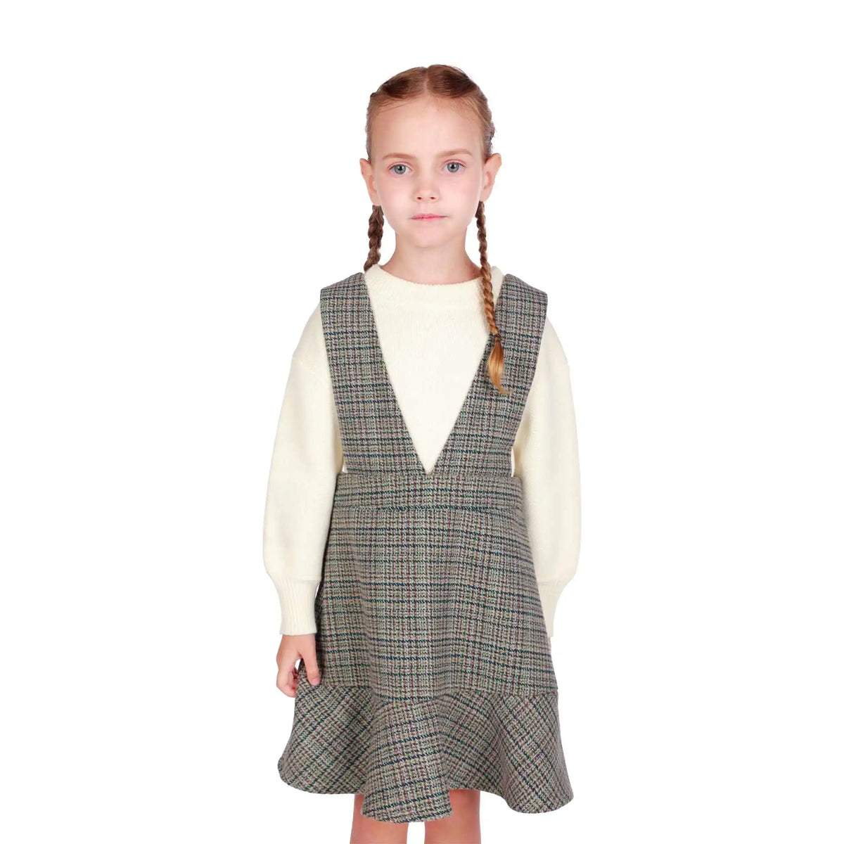 Checked Elegant Dress For Girls 100 | 3Y Green Checks 100 | 3Y,57,,,55 Image