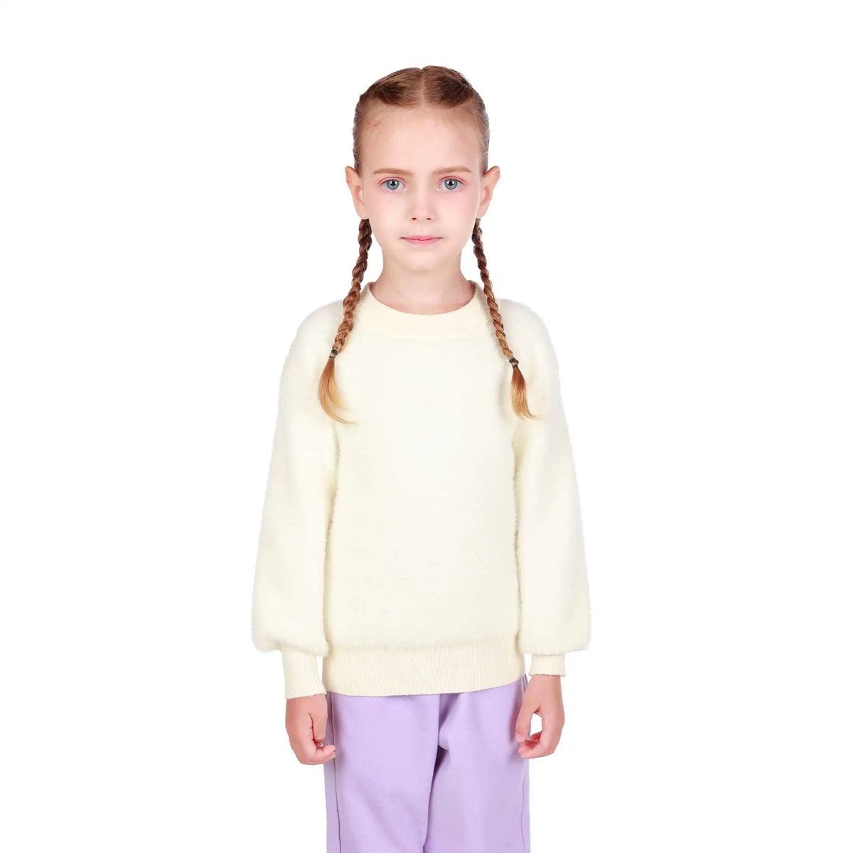 Plain Elegant Sweater For Girls 100 | 3Y Light Beige 100 | 3Y,39.5,60,32, Image