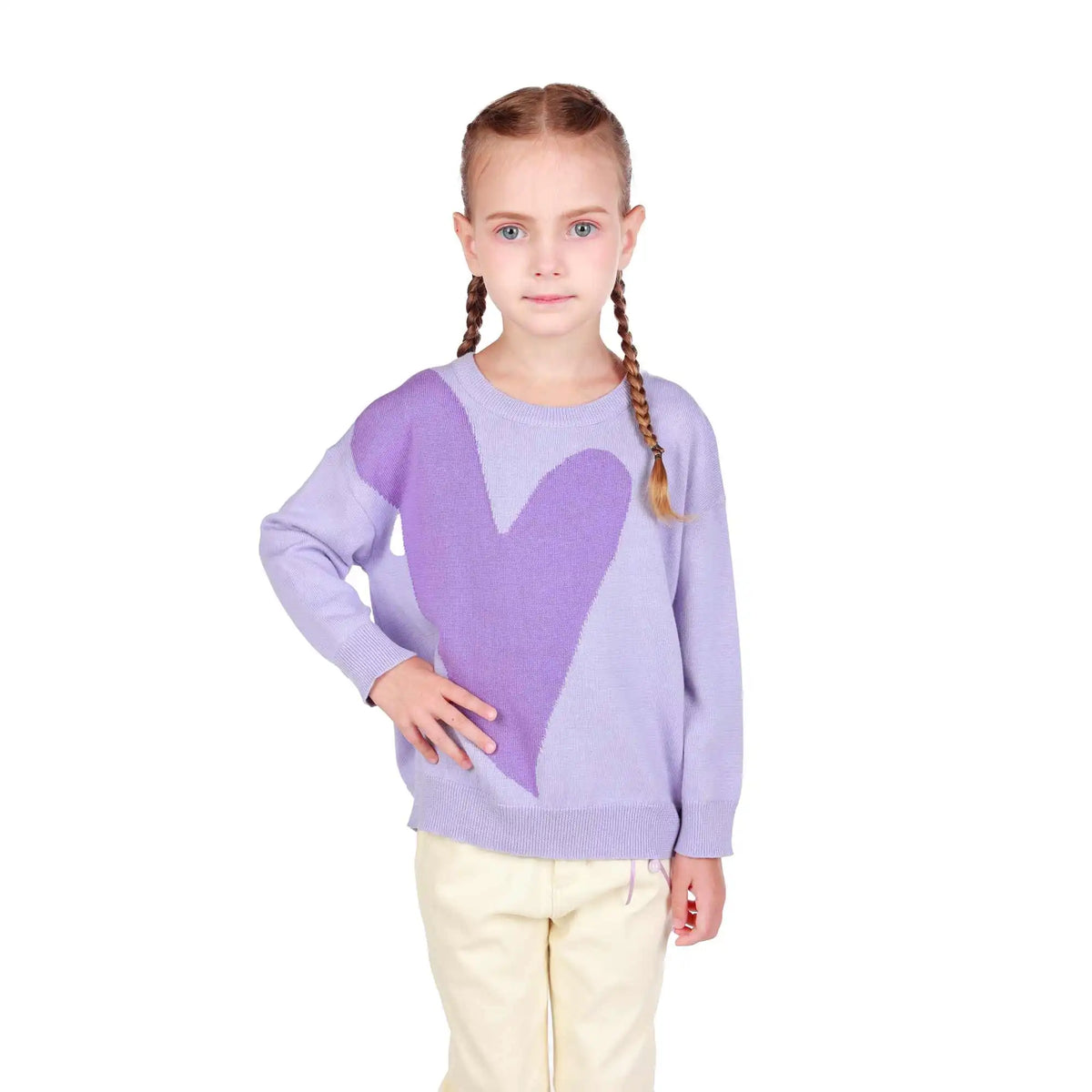 Prominent Print Elegant Sweater For Girls 100 | 3Y Light Purple 100 | 3Y,39.5,76,27, Image