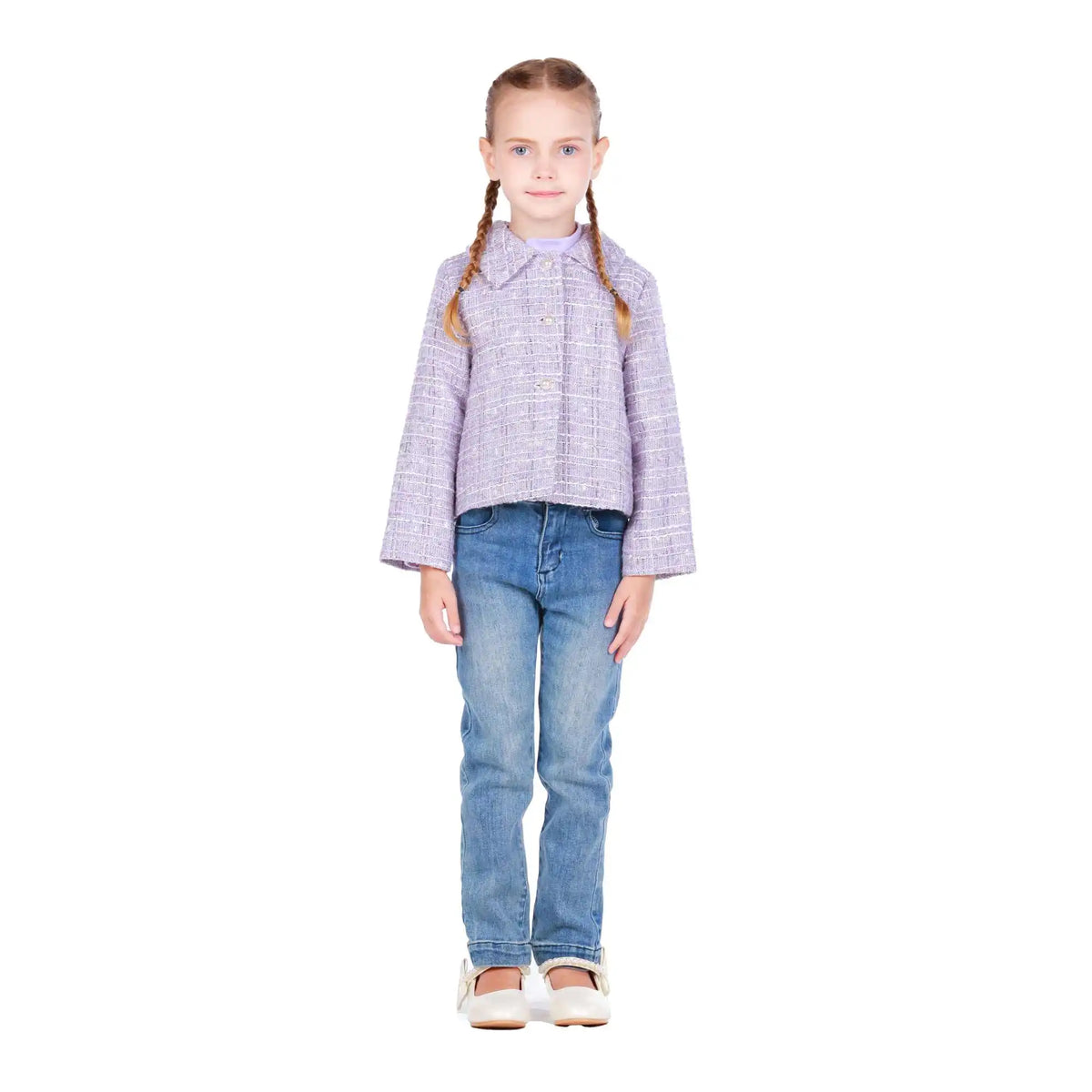 checked elegant jacket for girls image