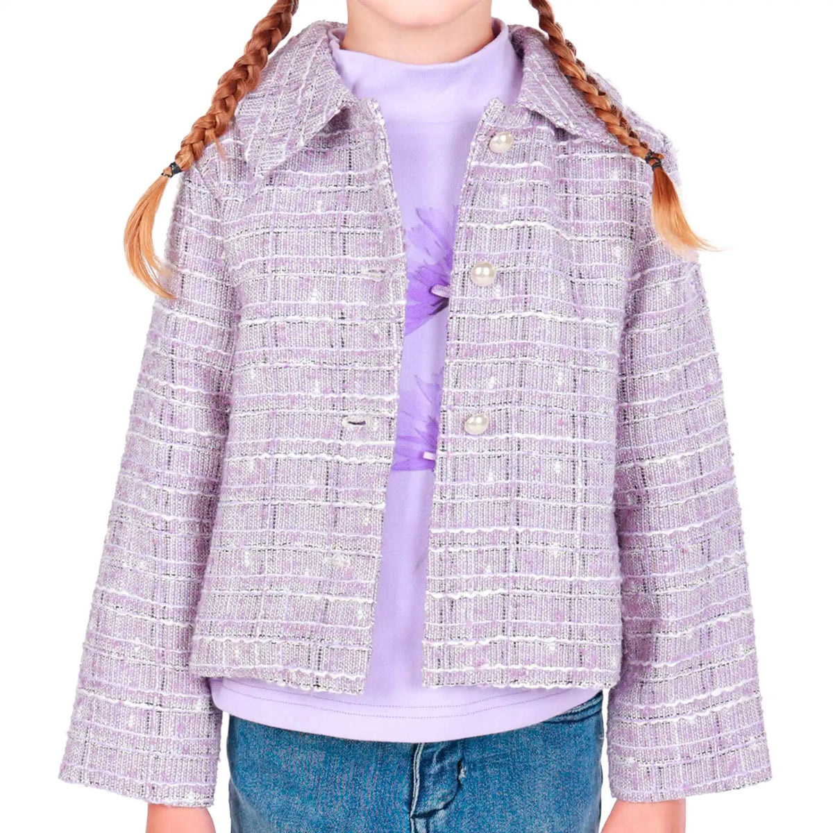 checked elegant jacket for girls image