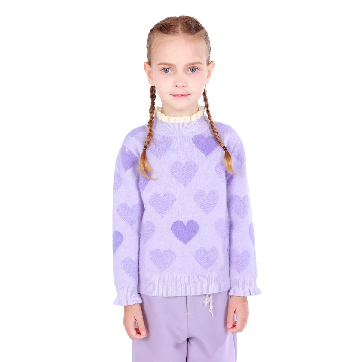 Prominent Print Elegant Sweater For Girls 100 | 3Y Light Purple 100 | 3Y,39.5,62,33.5, Image