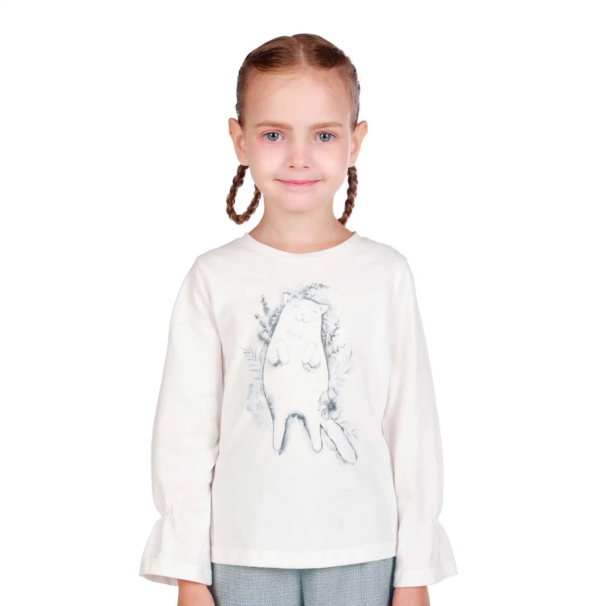 Printed Elegant T.Shirt For Girls 100 | 3Y Off White 100 | 3Y,38,58,33.5, Image