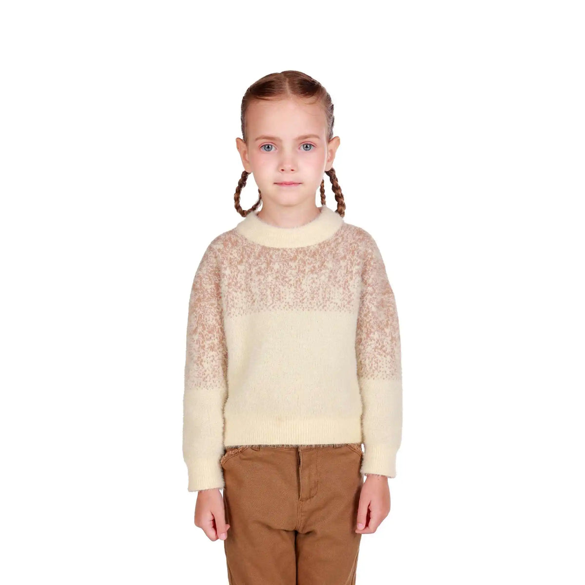 Prominent Print Elegant Sweater For Girls 100 | 3Y Dark Beige 100 | 3Y,38.5,68,27, Image