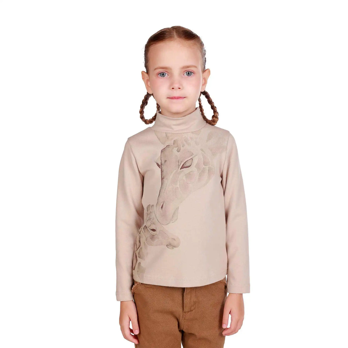 Printed Elegant T.Shirt For Girls 100 | 3Y Khaki 100 | 3Y,37,58,33.5, Image