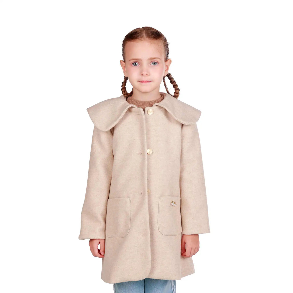 Solid Elegant Jacket For Girls 100 | 3Y Khaki 100 | 3Y,55,68,35, Image