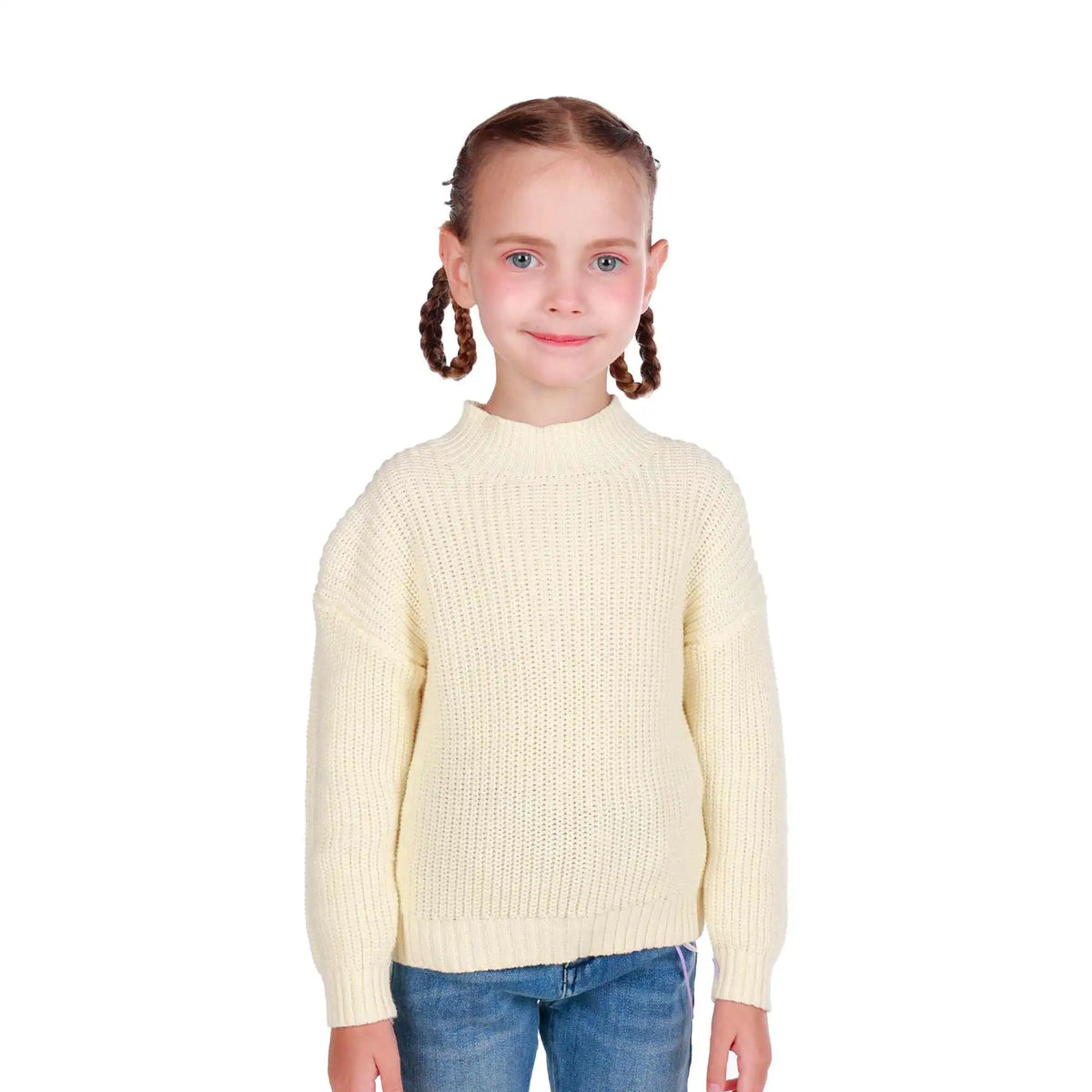 Plain Elegant Sweater For Girls 100 | 3Y Beige 100 | 3Y,38.5,60,29, Image