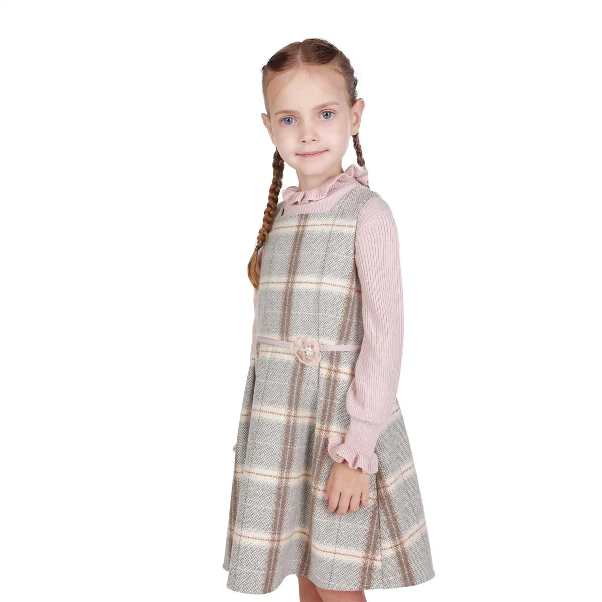 Checked Elegant Dress For Girls Image