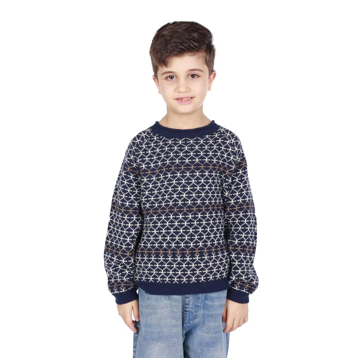 prominent print elegant sweater for boys image