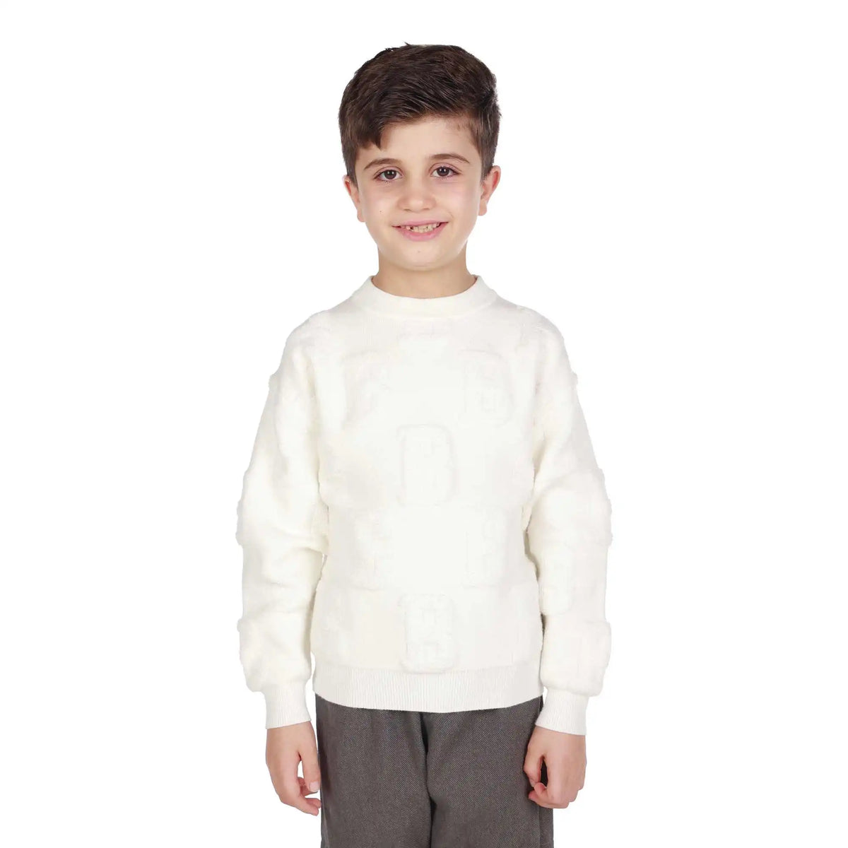 Jacquard Elegant Sweater For Boys 100 | 3Y Off White 100 | 3Y,38,68,33, Image