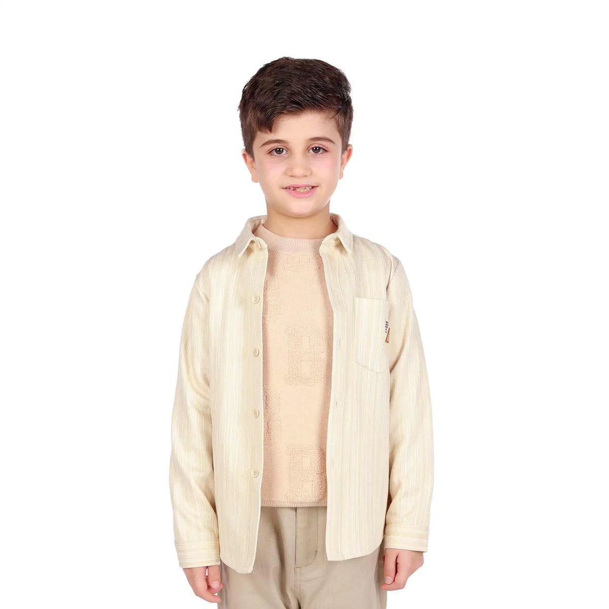 Striped Elegant Shirt For Boys 100 | 3Y Khaki Stripes 100 | 3Y,43,66,35, Image