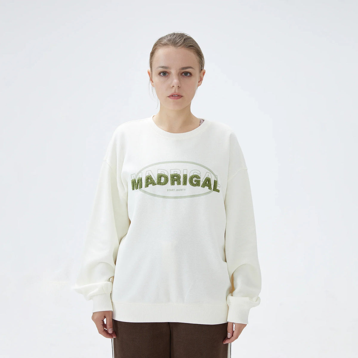 Embroidery Casual Pullover For Women XS Off White XS,62,108,52, Image