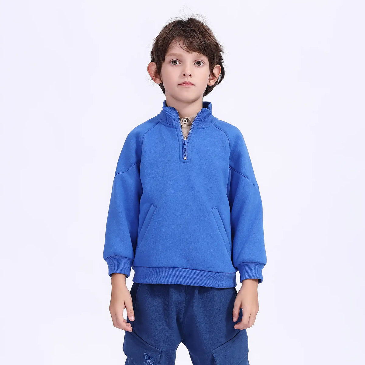 Plain Casual Pullover For Boys 100 | 3Y Purple Blue 100 | 3Y,41.5,69,40.8, Image