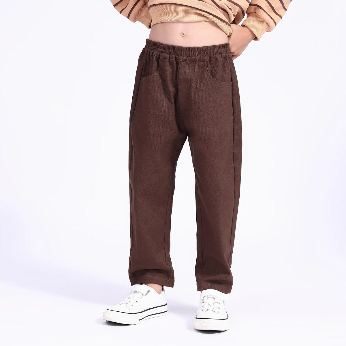 Baggy Casual Pants For Boys 100 | 3Y Brown 100 | 3Y,57,46,45.2,73 Image