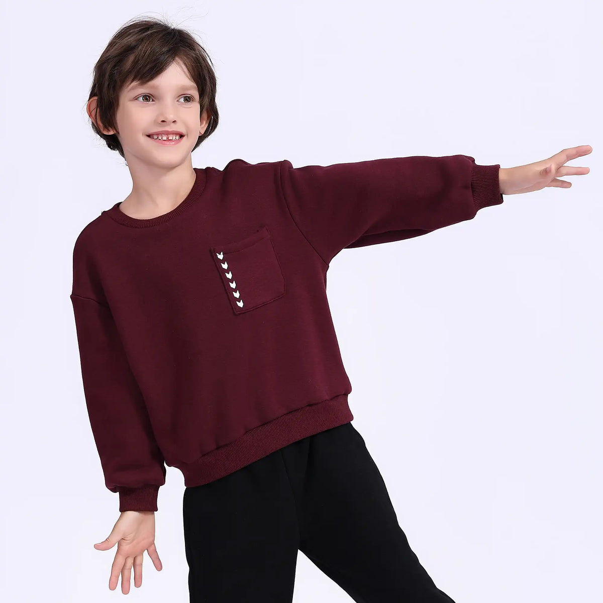 Printed Casual Pullover For Boys 100 | 3Y Wine Red 100 | 3Y,38.5,75,29.5, Image