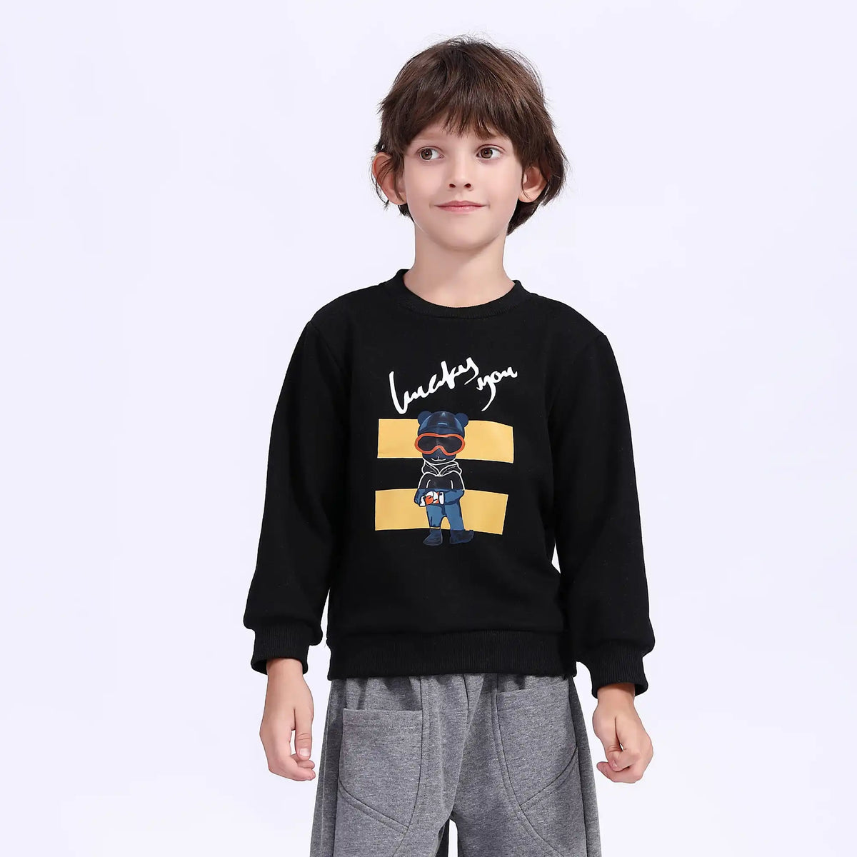 Printed Casual Pullover For Boys 100 | 3Y Black 100 | 3Y,39.5,65,32.5, Image