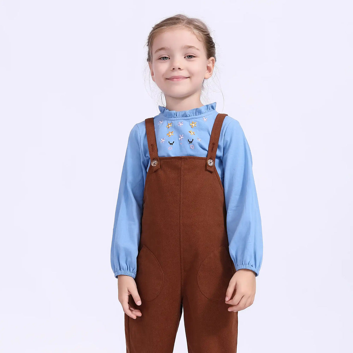 Plain Casual Overalls For Girls 100 | 3Y Brown 100 | 3Y,83,,,62,45.7,69 Image