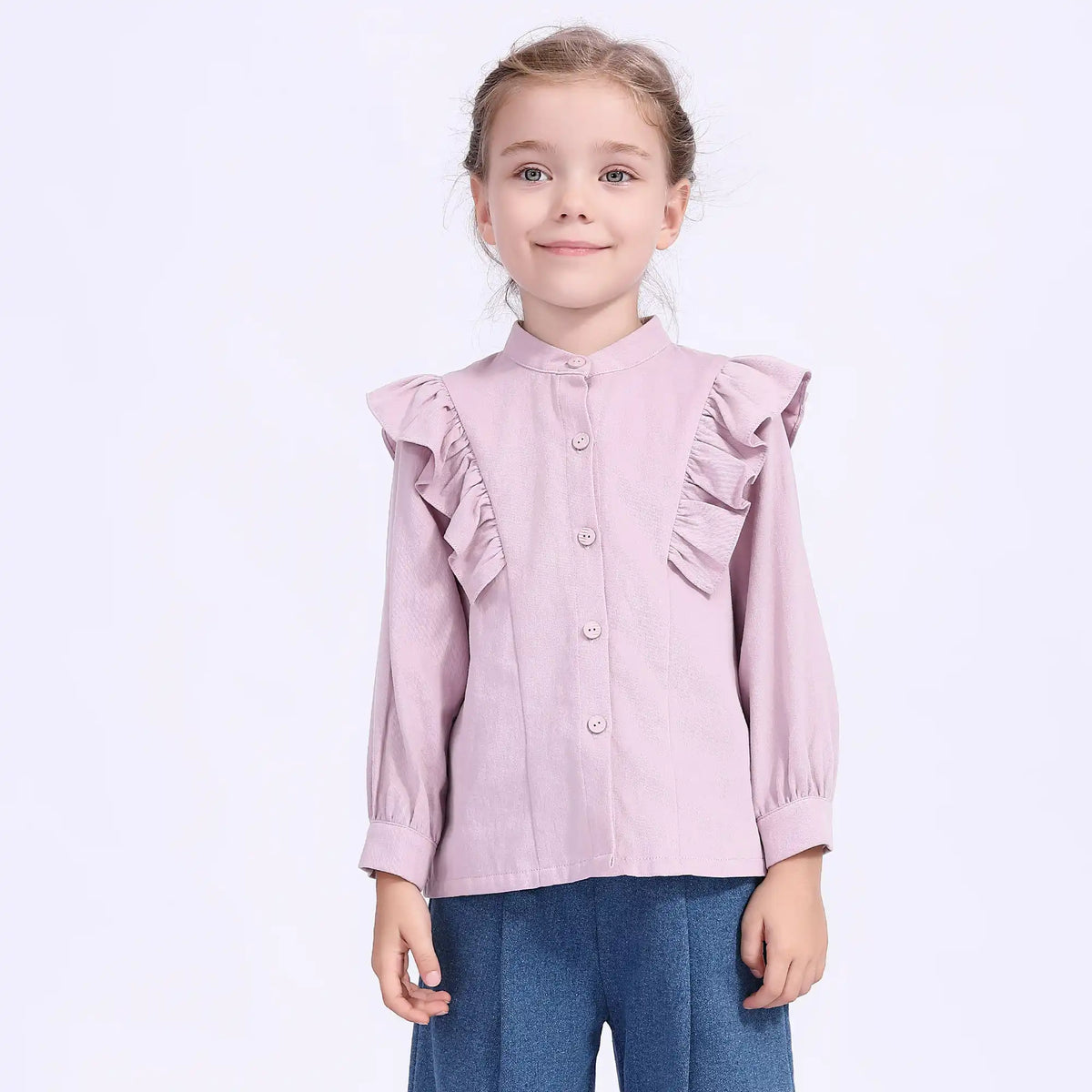 Plain Casual Shirt For Girls 100 | 3Y Light Purple 100 | 3Y,40.5,62,35, Image