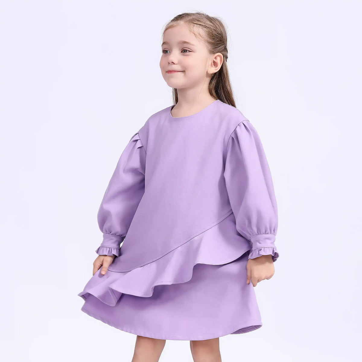 Plain Casual Dress For Girls 100 | 3Y Purple 100 | 3Y,57,70.6,31.2, Image