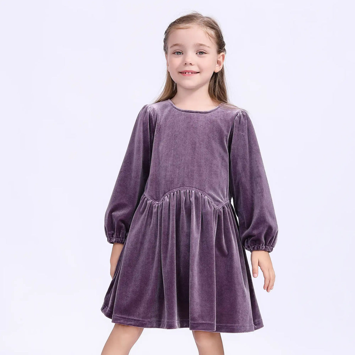 Plain Casual Dress For Girls 100 | 3Y Purple 100 | 3Y,61,62,35.5,67.6 Image