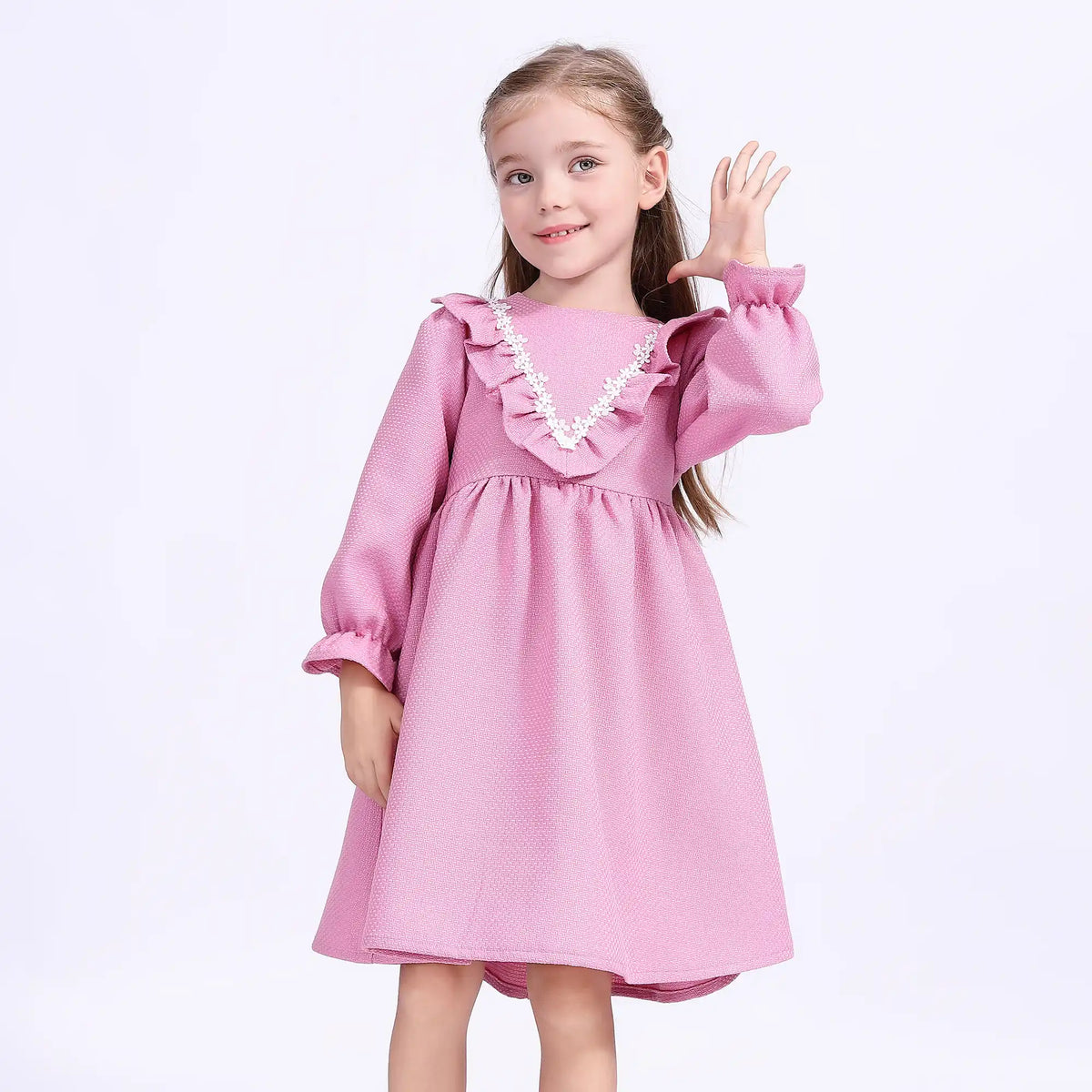 laced casual dress for girls image