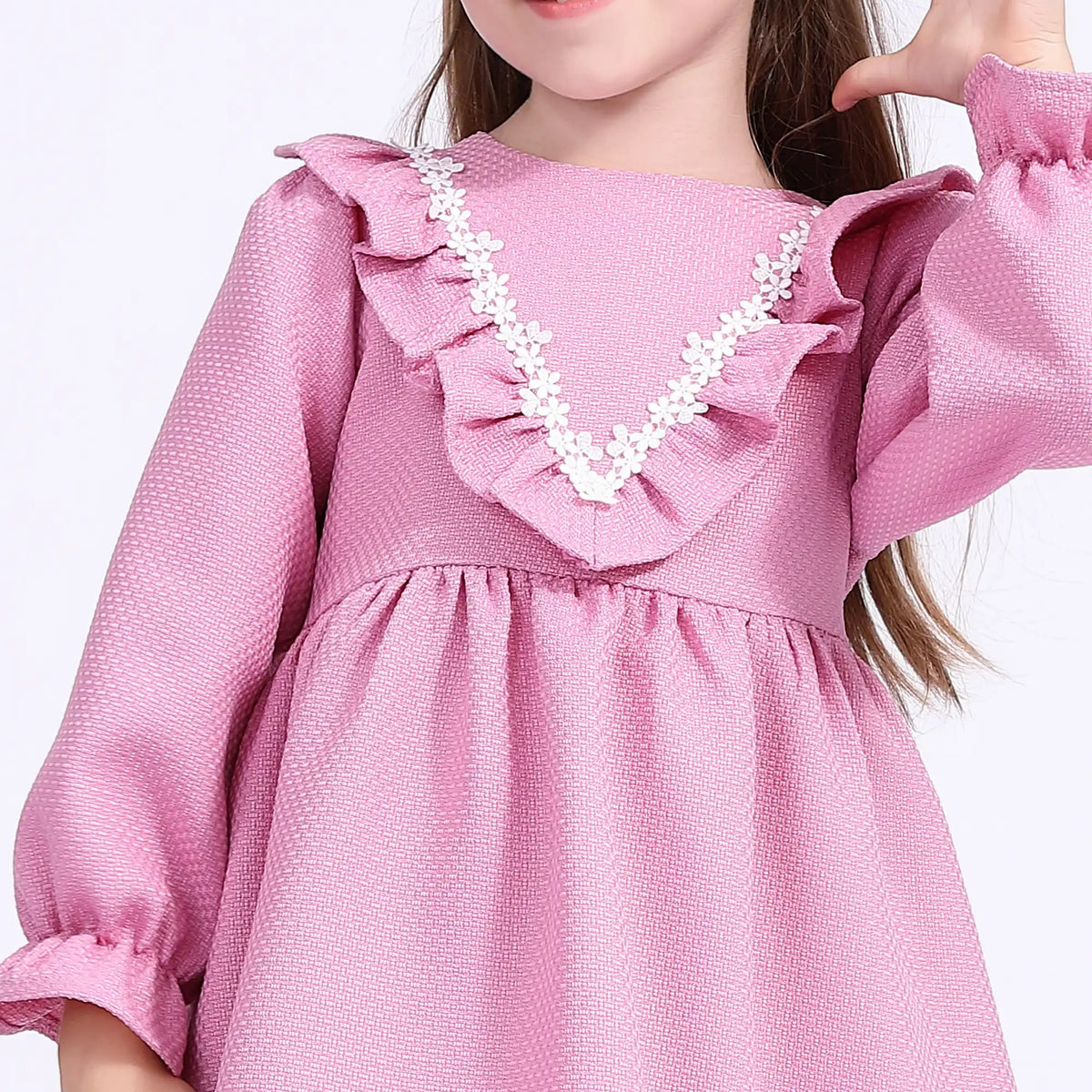 laced casual dress for girls image