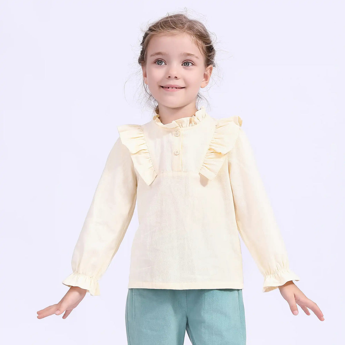 Plain Casual Blouse For Girls 100 | 3Y Beige 100 | 3Y,39.5,64,35.5, Image