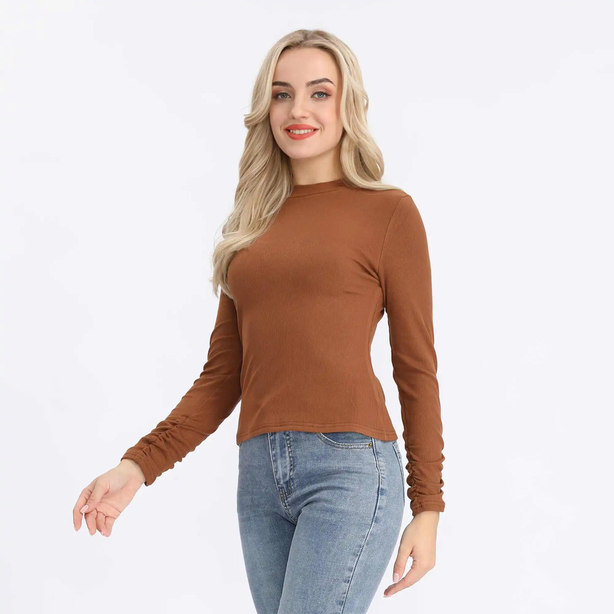 Plain Fashion T.Shirt For Women S Coffee S,51,80,58,68 Image