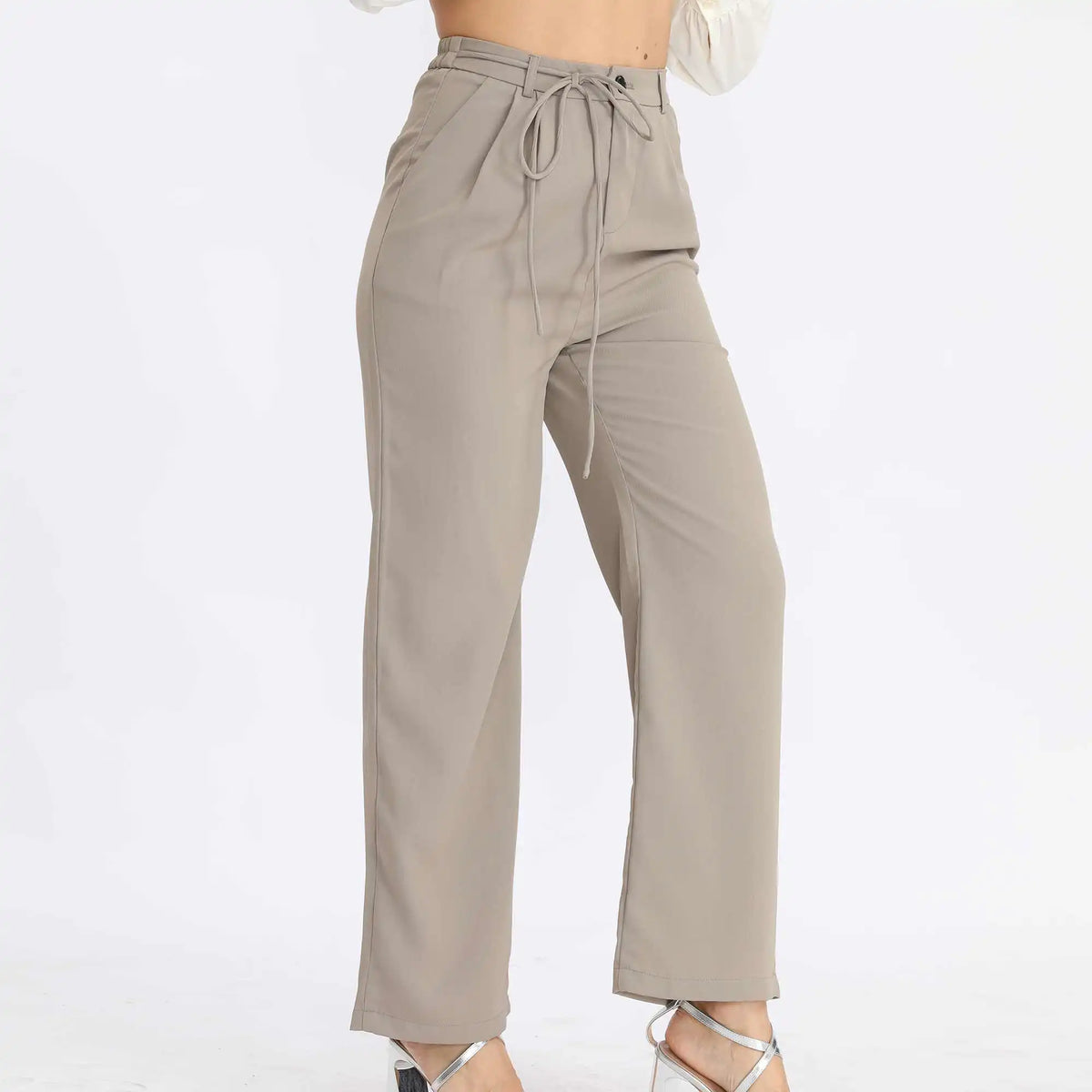 Wide-Leg Fashion Pants For Women 26 Light Khaki 26,104,64.5,60,98 Image