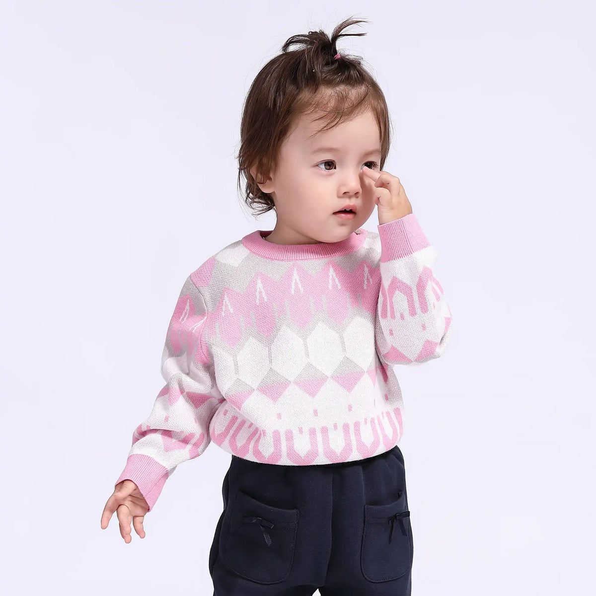 Color-Blocked Casual Sweater for Babies Girls