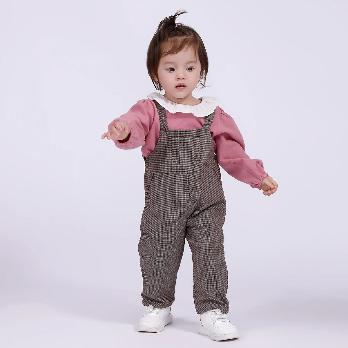 Checked Casual Overalls for Babies Girls 80 | 12-18M Coffee Checks 80 | 12-18M,64,,,56,40.7,62 Image