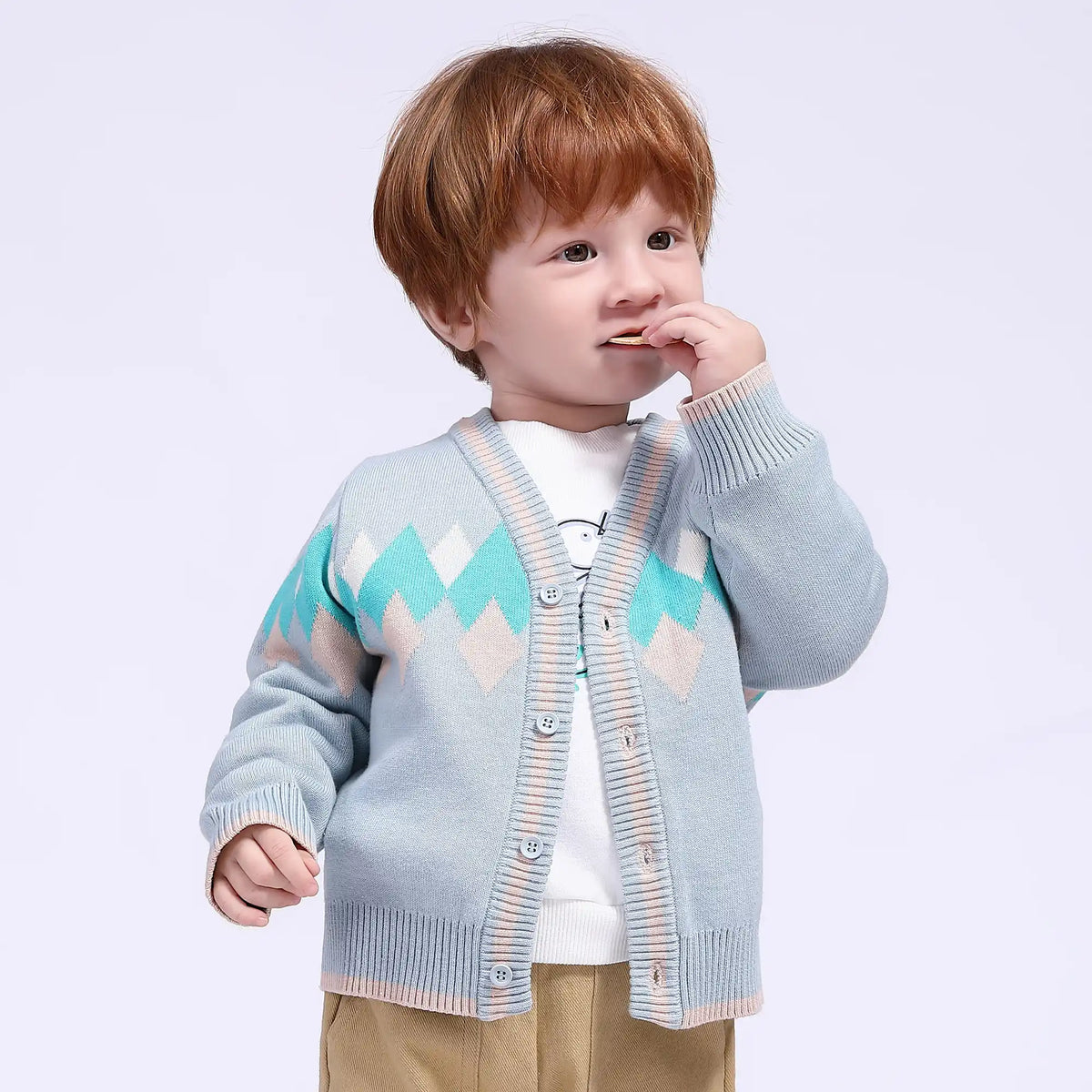 Prominent Print Casual Jacket for Babies Boys 66 | 6-9M Gray Blue 66 | 6-9M,31,58,26, Image