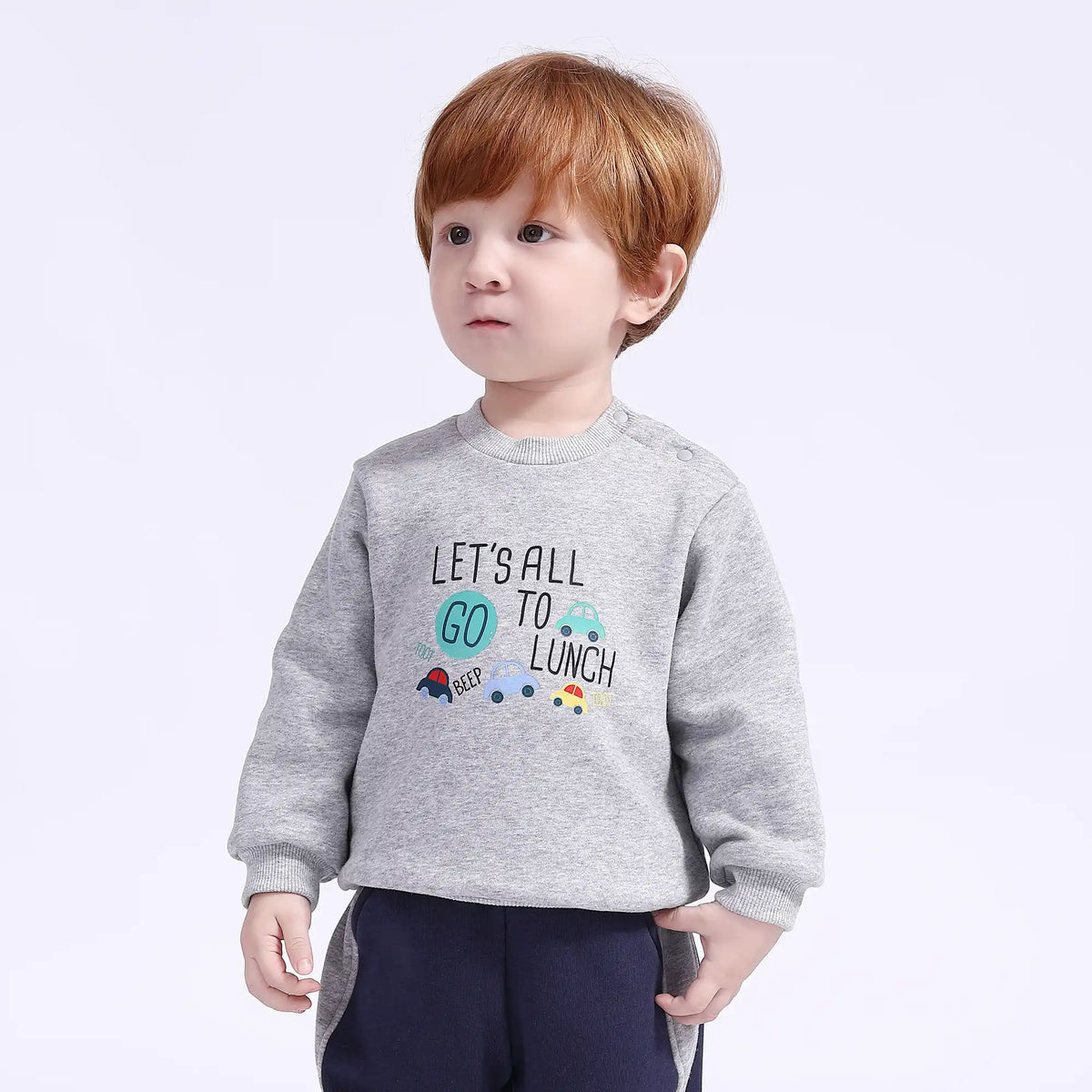 Printed Basic Pullover for Babies Boys 66 | 6-9M Gray 66 | 6-9M,32,55.2,25.2, Image