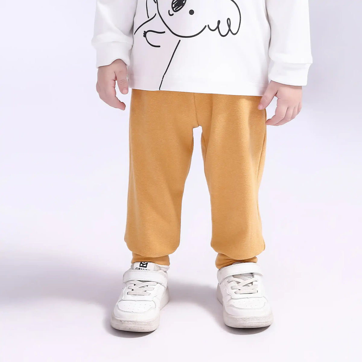 Ankle-Tied Basic Pants for Babies Boys Yellow Image