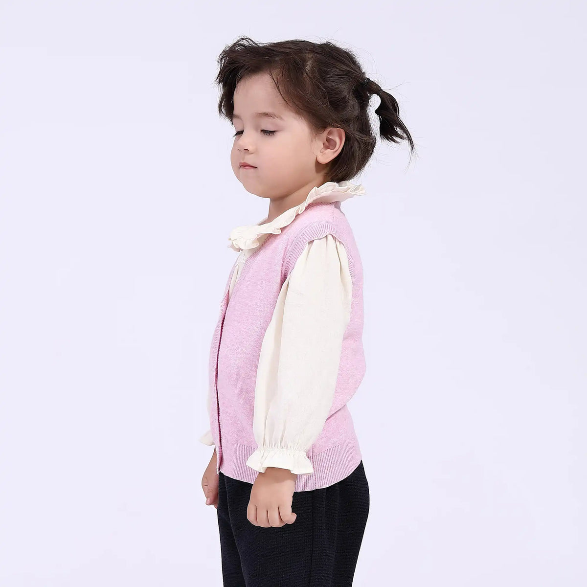 Solid Casual Waistcoat for Babies Girls Image