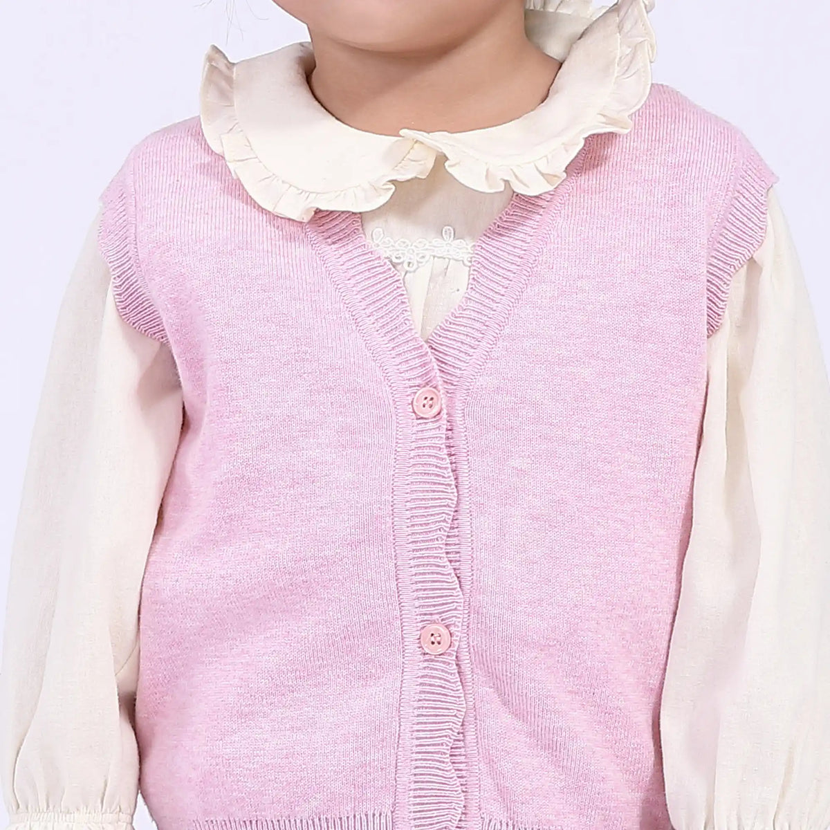 Solid Casual Waistcoat for Babies Girls Image