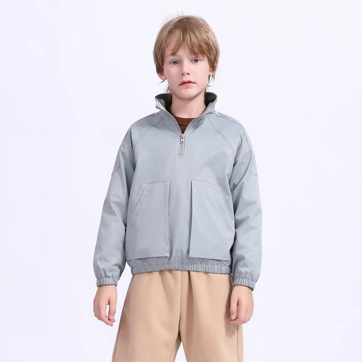 Plain Teenger Pullover For Boys 140 | 8-9Y Gray Green 140 | 8-9Y,53,94,44, Image