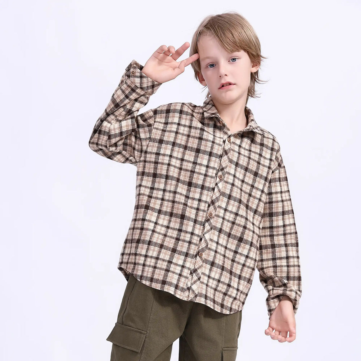 Checked Teenger Shirt For Boys 140 | 8-9Y Beige Checks 140 | 8-9Y,56,82,47.5, Image