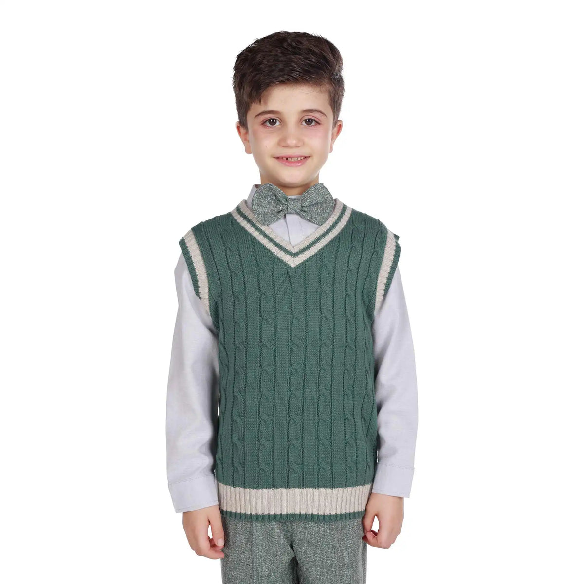 Color-Blocked Formal Waistcoat For Boys 100 | 3Y Lake Green 100 | 3Y,37,64,, Image