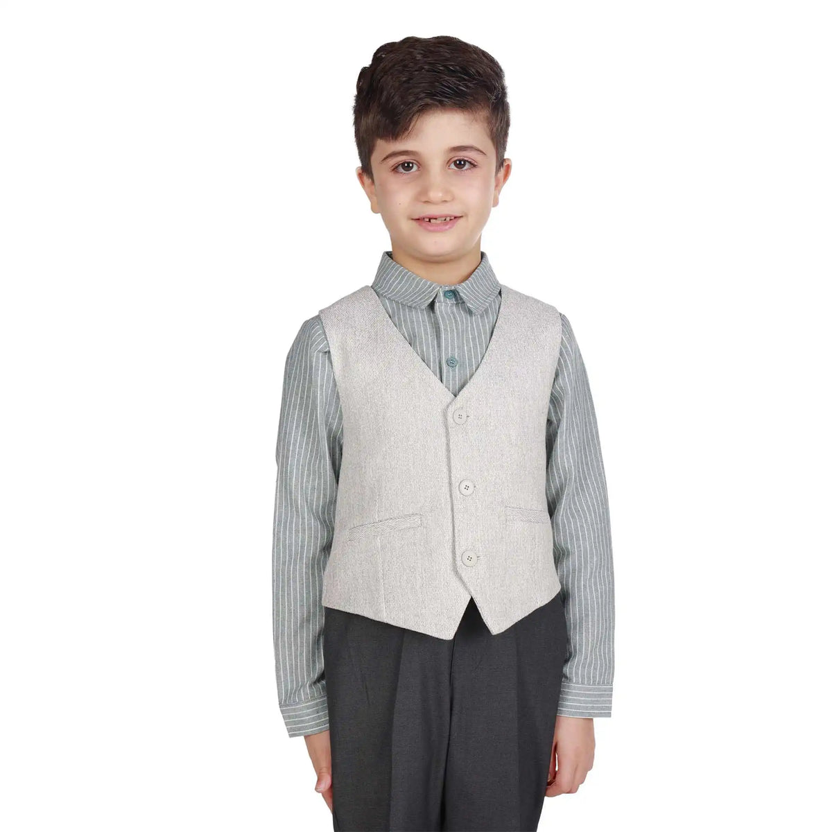 Solid Formal Waistcoat For Boys 100 | 3Y Light Gray 100 | 3Y,27,58,, Image