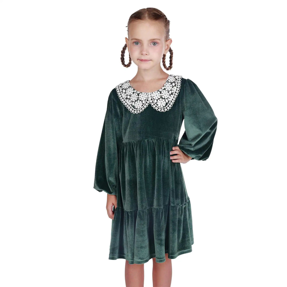 Laced Formal Dress For Girls 100 | 3Y Lake Green 100 | 3Y,57,56,31,54 Image