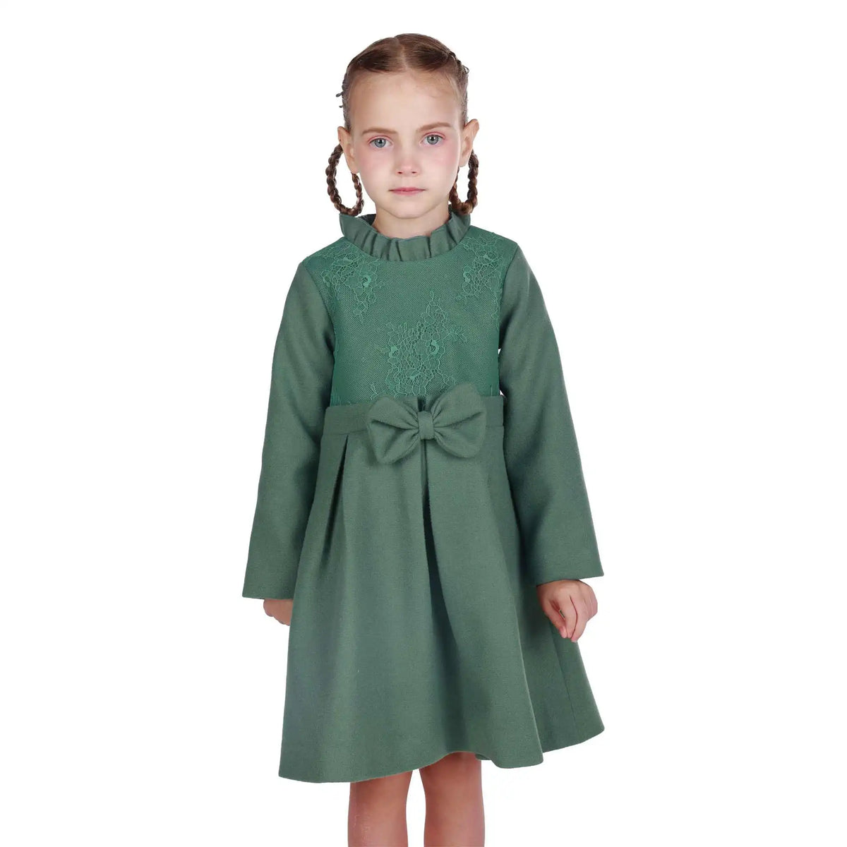 Laced Formal Dress For Girls 100 | 3Y Lake Green 100 | 3Y,57,56,34.5,62 Image