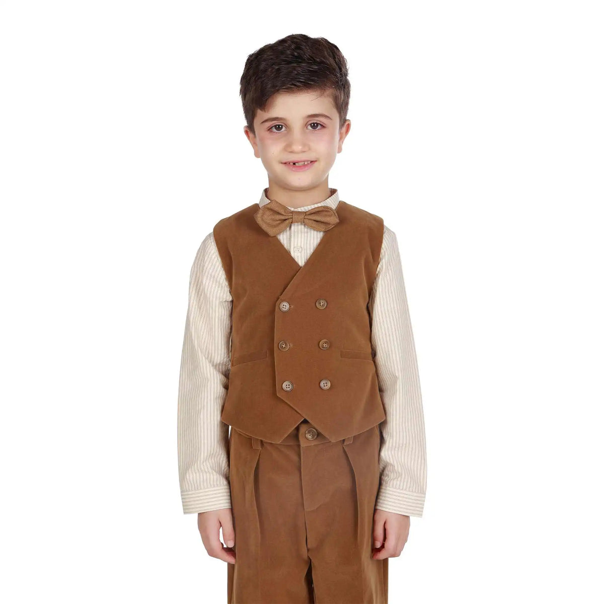 Plain Formal Waistcoat For Boys 100 | 3Y Dark Khaki 100 | 3Y,28,58,, Image