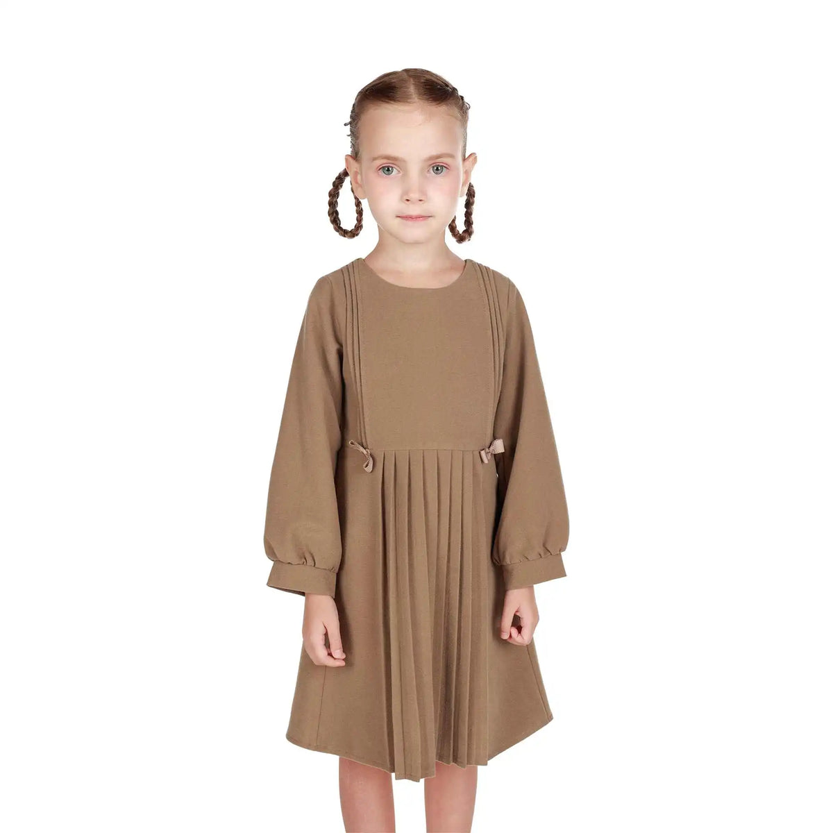 Plain Formal Dress For Girls 100 | 3Y Dark Khaki 100 | 3Y,57,59,34.5,55 Image