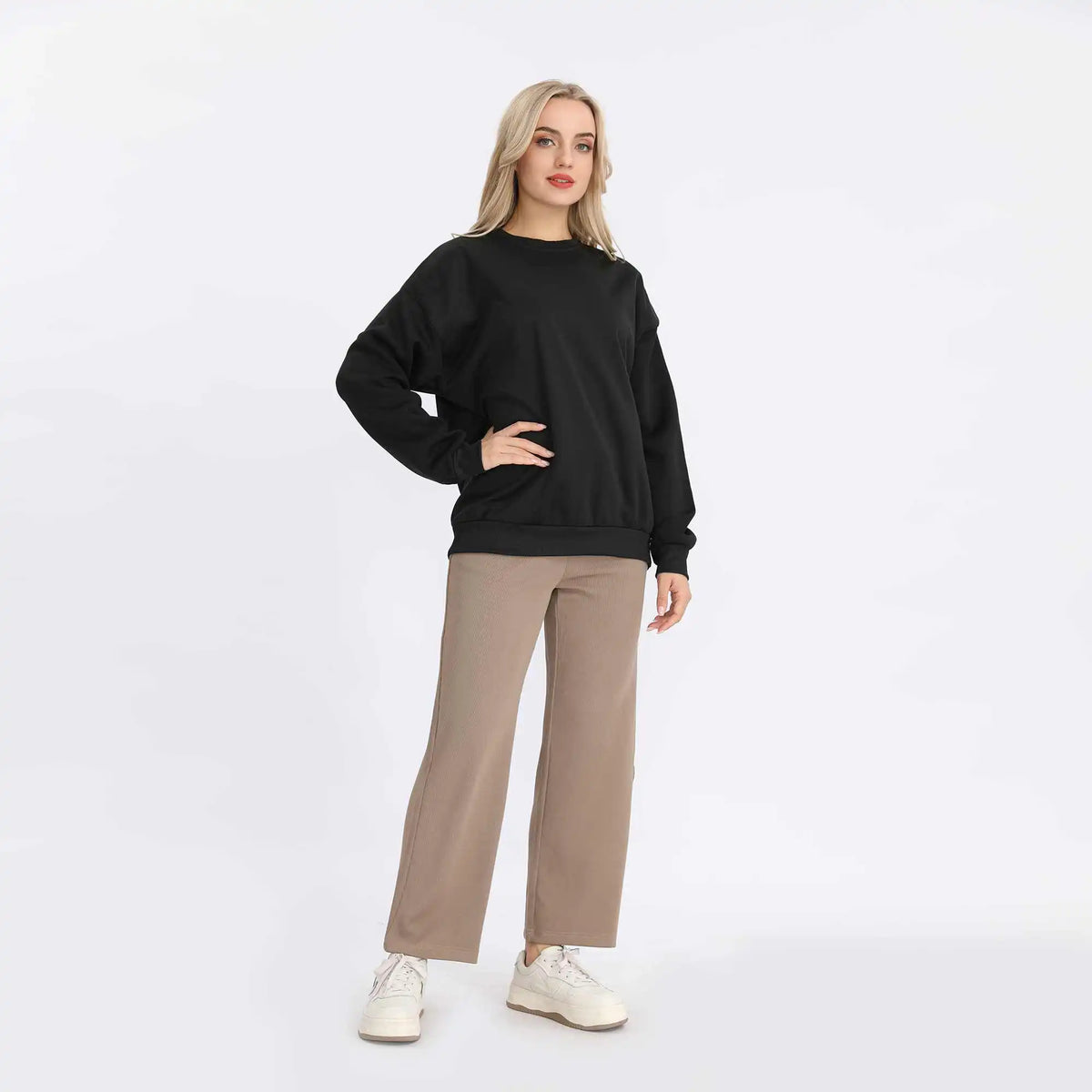 plain basic pullover for women image