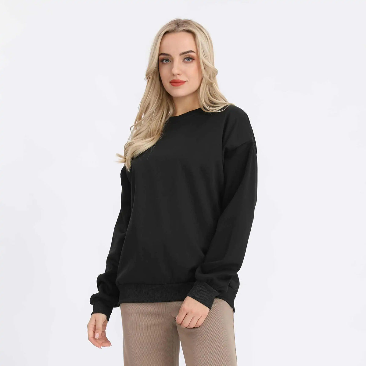 plain basic pullover for women image